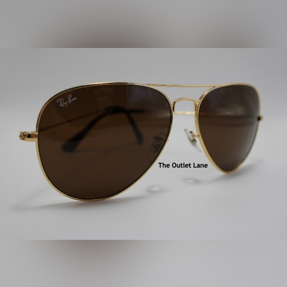 Model Display RayBan Aviator Brown Lens RB3025 Gold Frame - Picture 8 of 16